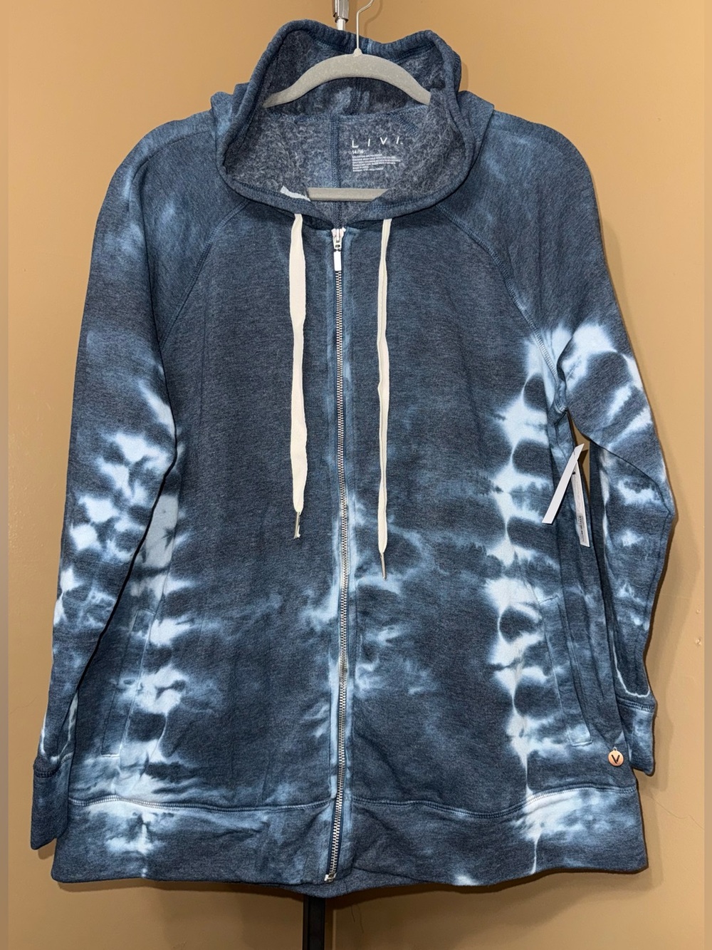 NWT LANE BRYANT LIVI Women's Tie-Dye Zip Hoodie Jacket. Size 14/16.